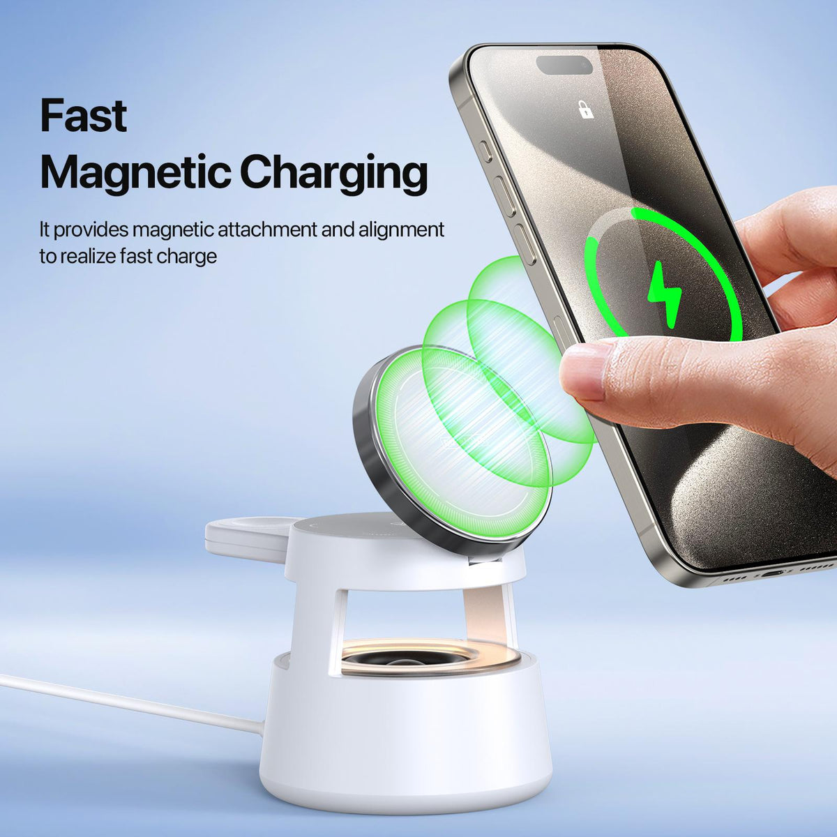 Duzzona W23 5-in-1 Magnetic Wireless Charging Station with Bluetooth Speaker