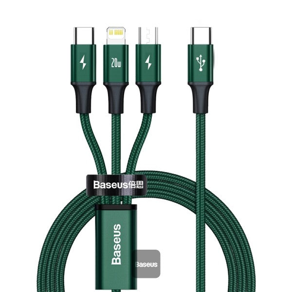 Baseus Rapid Series 3-in-1 Fast Charging Data Cable Type-C to M+L+C PD 20W 1.5m