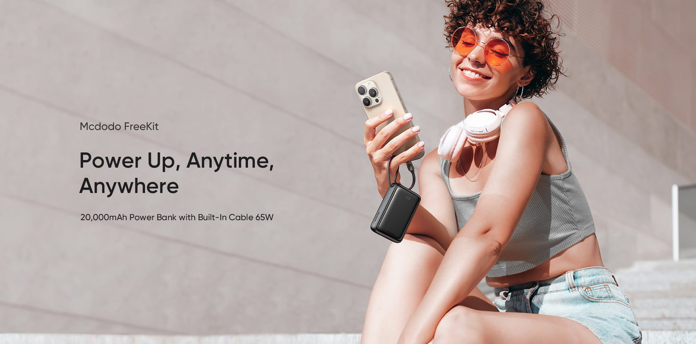 Mcdodo FreeKit 20000mAh 65W Power Bank with Built-in Cable
