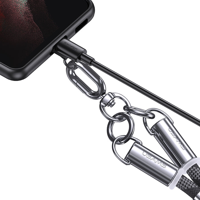 Usams SJ745 2in1 Lanyard With Type C- Lightning 30w Cable