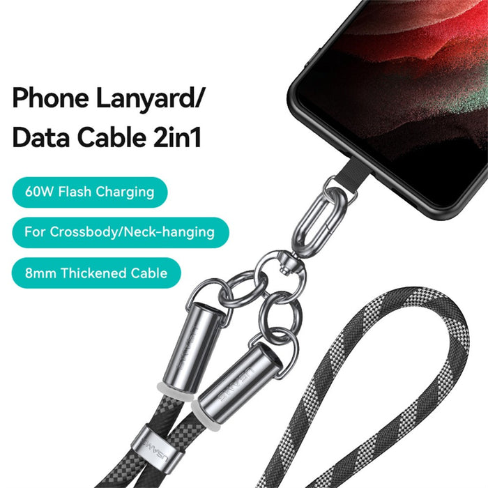 Usams SJ745 2in1 Lanyard With Type C- Type C 60w Cable
