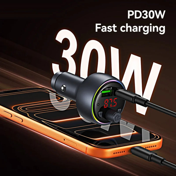 Usams CC-328 BT FM Car Charger 30W Digital Display
