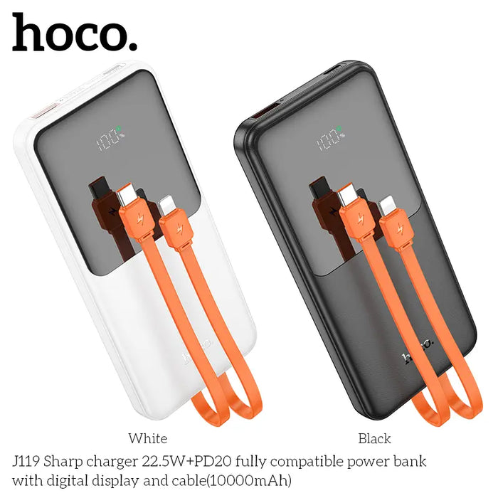 Hoco J119 22.5W+PD20 Power Bank With Digital Display & Cable 10000mAh