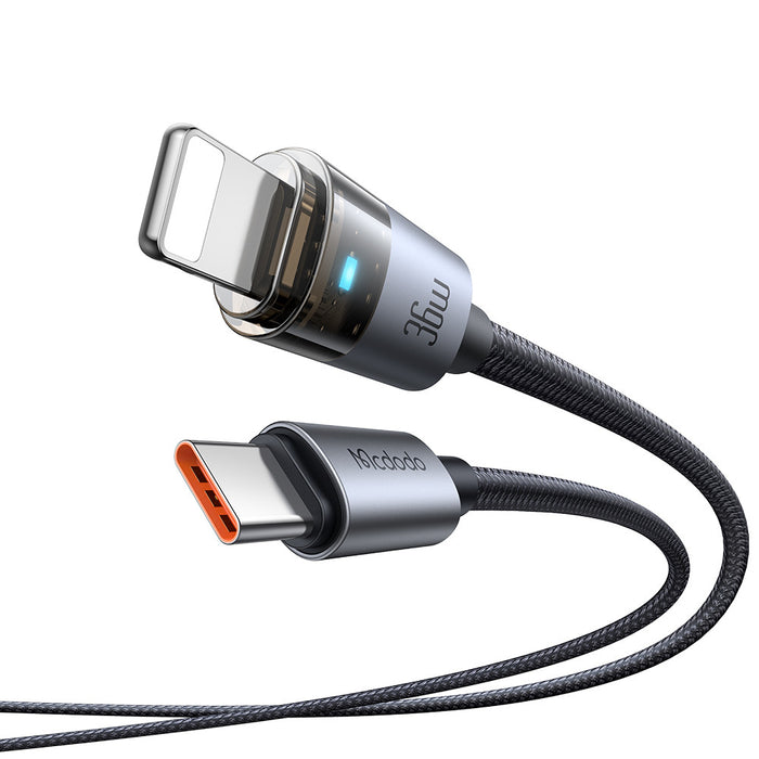 McDodo CA-694 USB-C to Lightning Transparent Cable with Charging Light