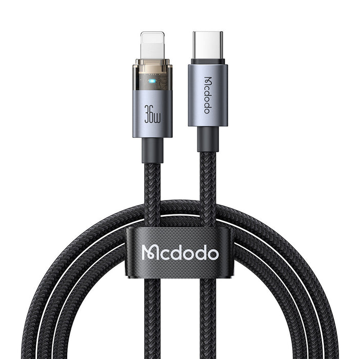 McDodo CA-694 USB-C to Lightning Transparent Cable with Charging Light