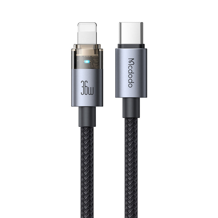 McDodo CA-694 USB-C to Lightning Transparent Cable with Charging Light
