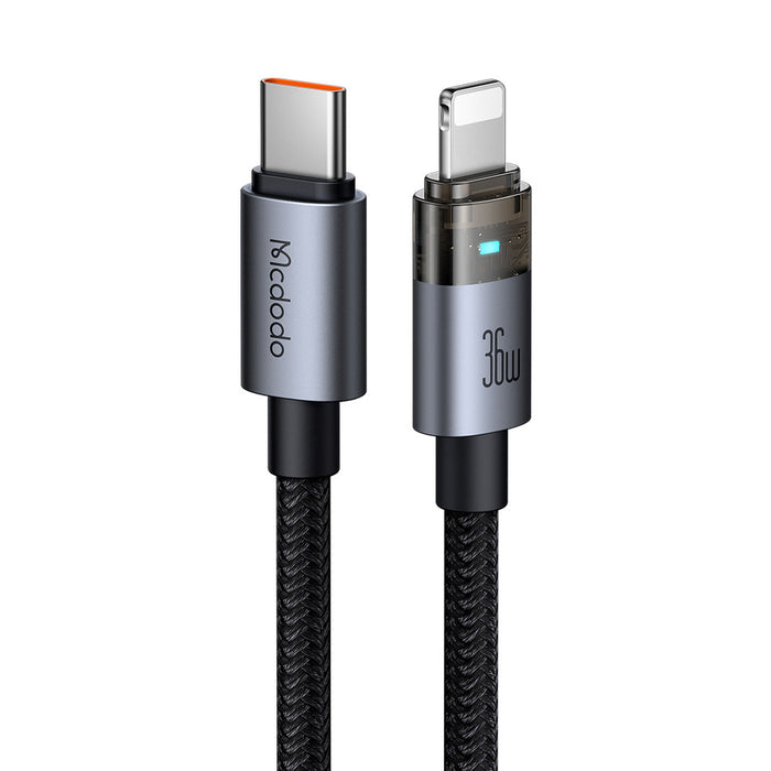 McDodo CA-694 USB-C to Lightning Transparent Cable with Charging Light