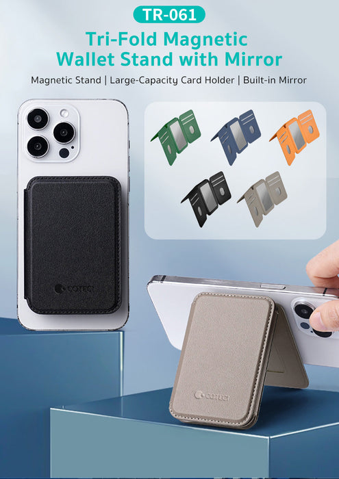 Coteci Card Holder Magnetic Stand Wallet With Mirror TR-061