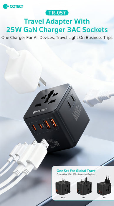Coteci 25w All In One Travel Fast Charger Adapter