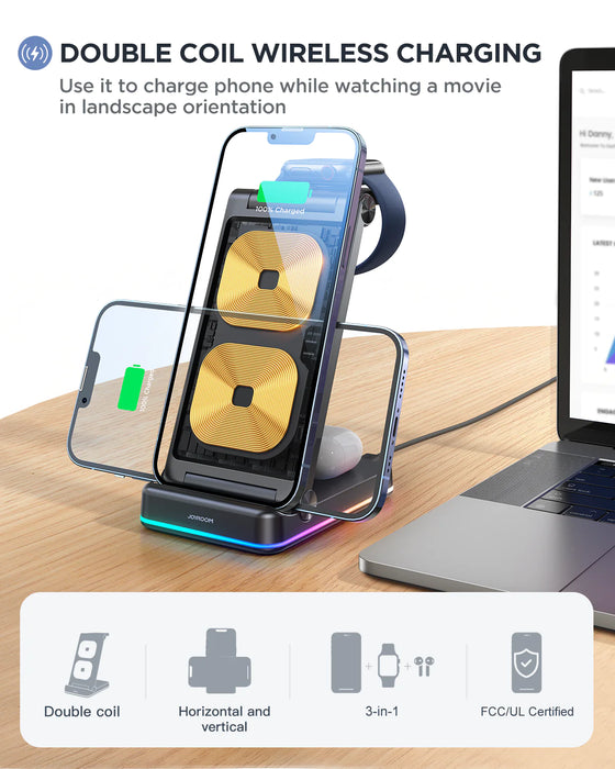 JOYROOM 3 in 1 Foldable Wireless Charging Station