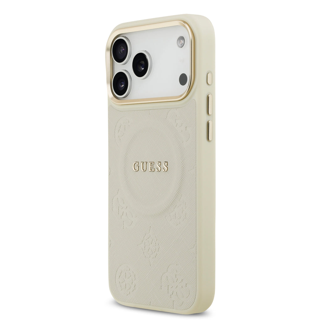 Guess MagSafe Peony Hot Stamp Beige iPhone 17 Pro