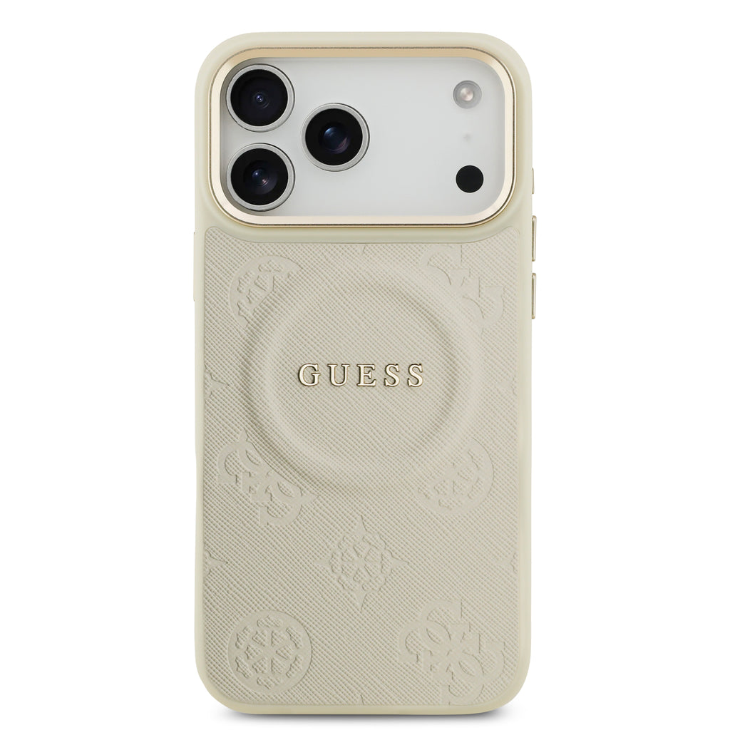 Guess MagSafe Peony Hot Stamp Beige iPhone 17 Pro