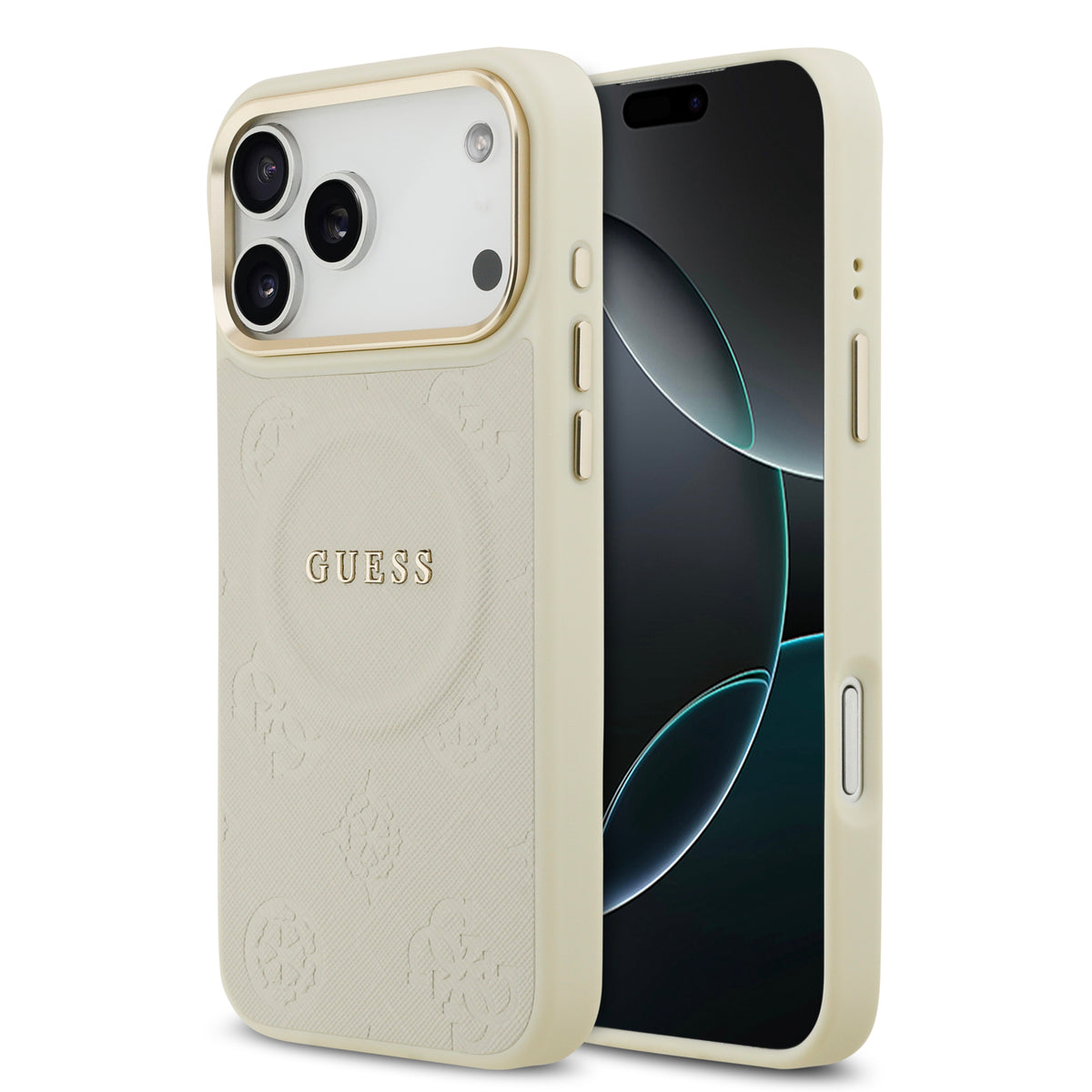 Guess MagSafe Peony Hot Stamp Beige iPhone 17 Pro