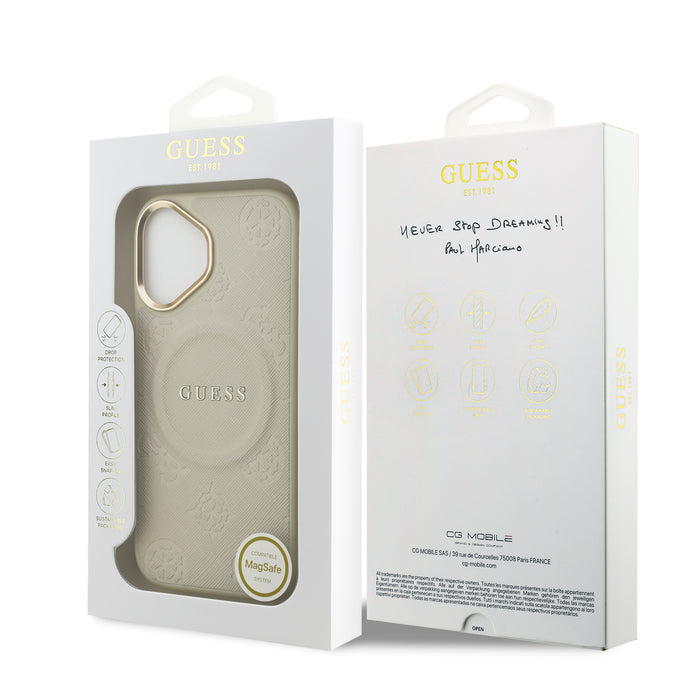 Guess MagSafe Peony Hot Stamp Beige iPhone 17