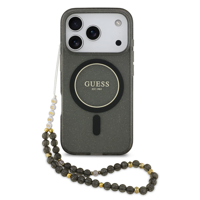 GUESS Glitters Script MagSafe with Strap iPhone 17 Pro Case