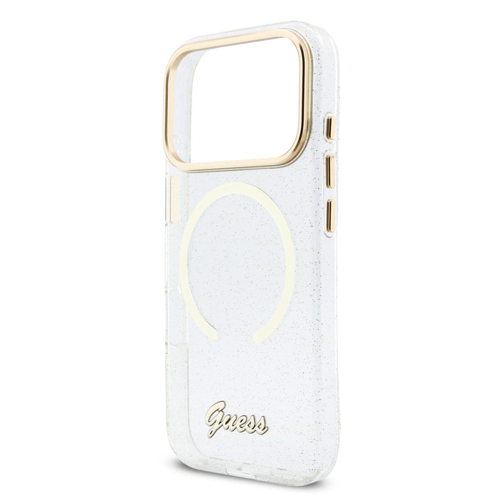 GUESS Glitters Script MagSafe with Strap iPhone 17 Pro Case
