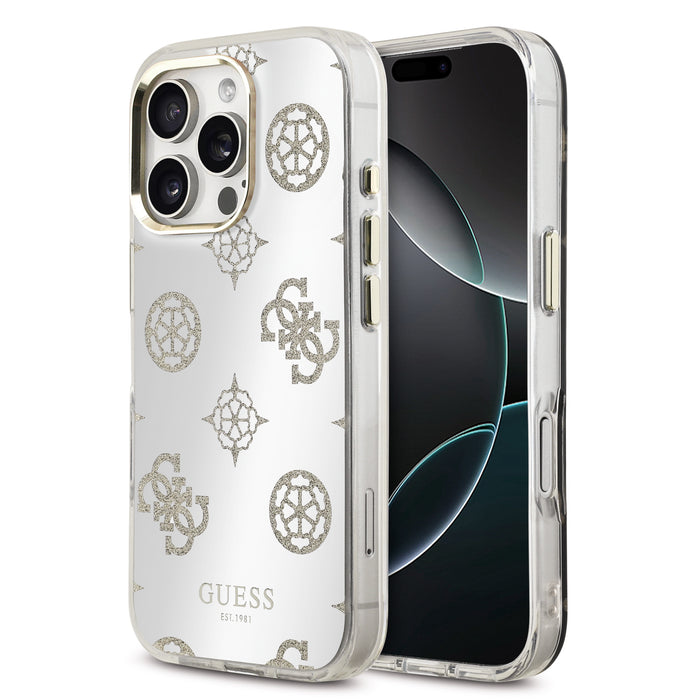 Guess MagSafe Peony Mirror Glitter Gold iPhone 16 Pro Max Case
