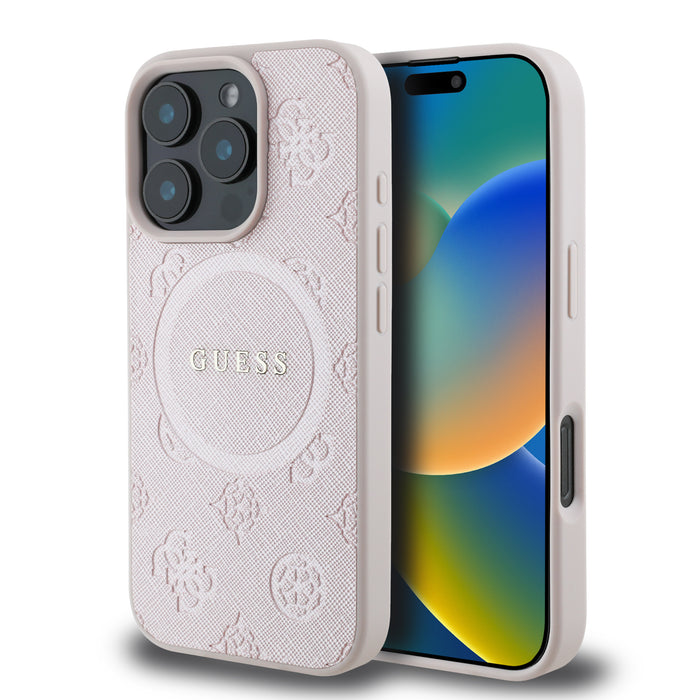 GUESS Saffiano Peony MagSafe iPhone 16 Pro Case