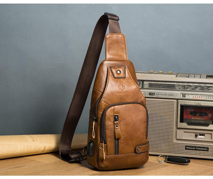 COTECi 14073 Luxury Series Oblique Cross Bag – Genuine Leather