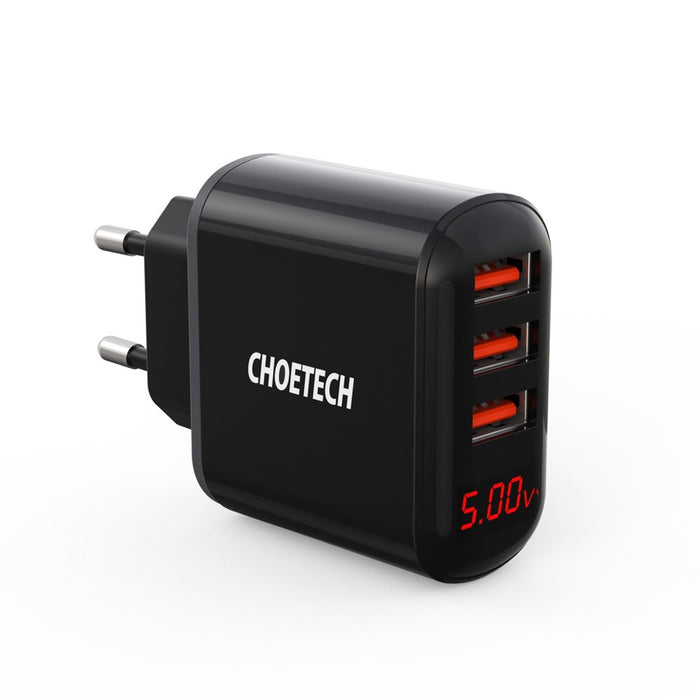 Choetech Q5009 3-Port Digital Display 5V-3.4A EU Wall Charger