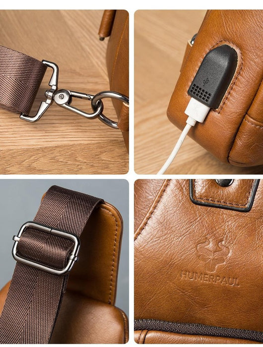 COTECi 14073 Luxury Series Oblique Cross Bag – Genuine Leather