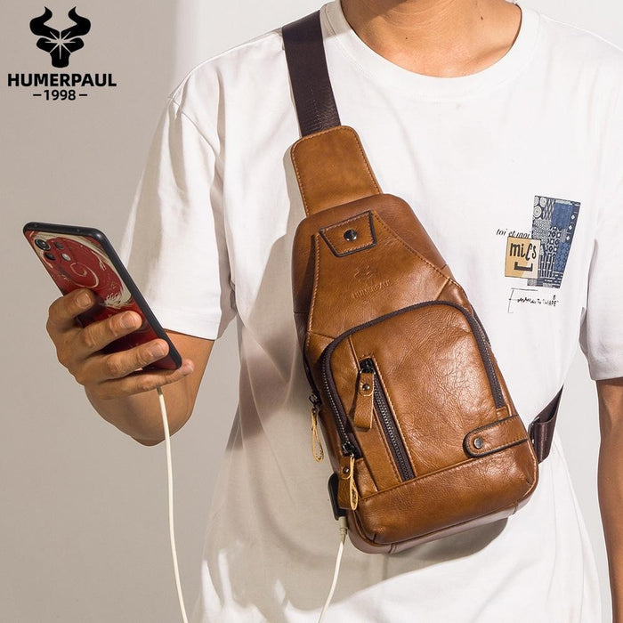 COTECi 14073 Luxury Series Oblique Cross Bag – Genuine Leather