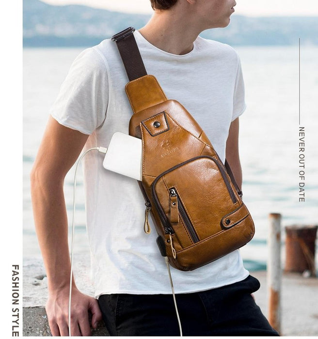 COTECi 14073 Luxury Series Oblique Cross Bag – Genuine Leather