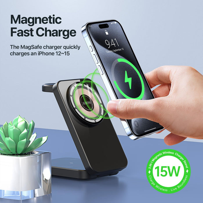 Duzzona W17-01 3-in-1 Magnetic Foldable Wireless Charger