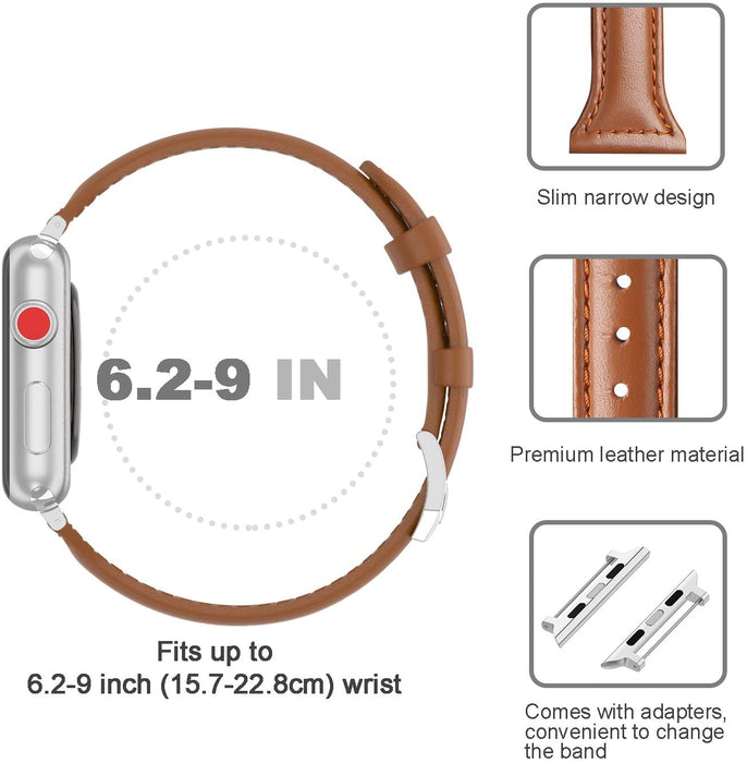 COTECi W66 Slim Leather Watch Band for iWatch 42/44/45mm