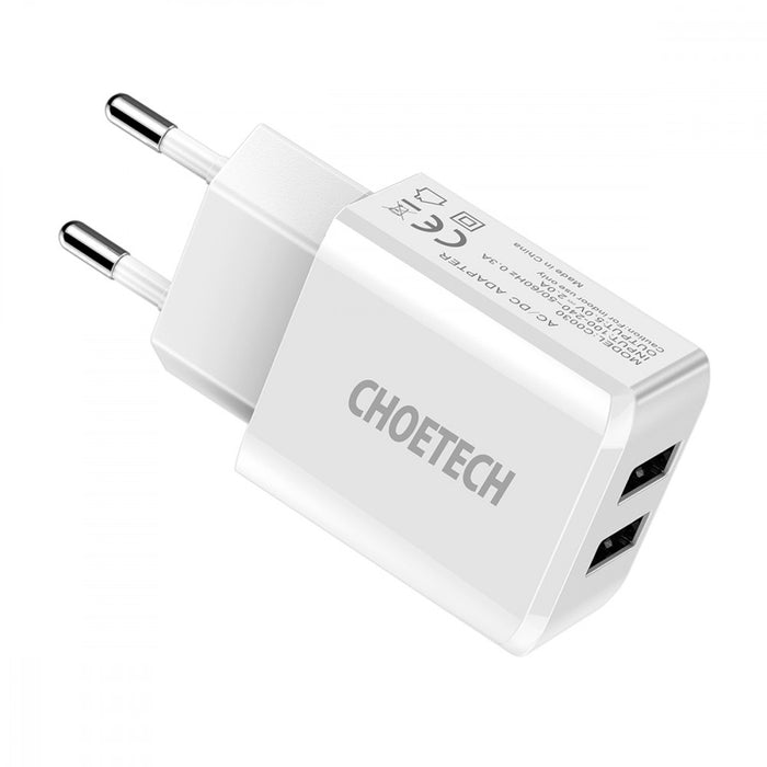 Choetech C0030 5V-2A Dual Port USB Adapter