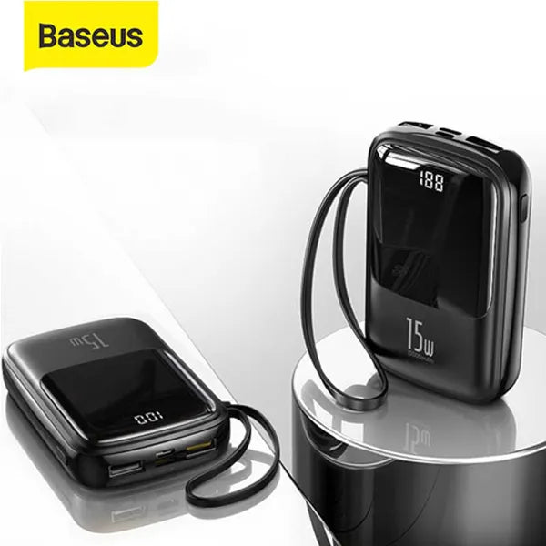 Baseus Qpow Power Bank with USB-C Cable, 10000mAh