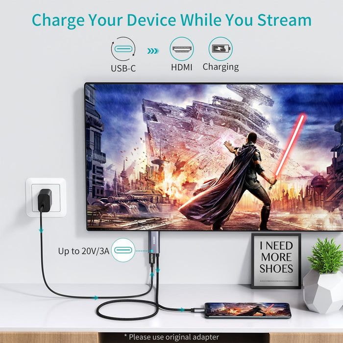 Choetech XCH-M180 USB-C to HDMI Cable with PD Charging
